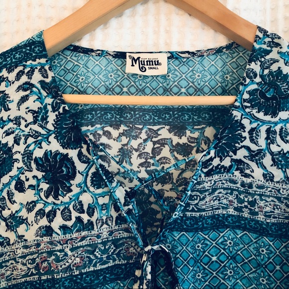 Show Me Your Mumu Blue Waimea Valley Poet Tie Top - Picture 5 of 10